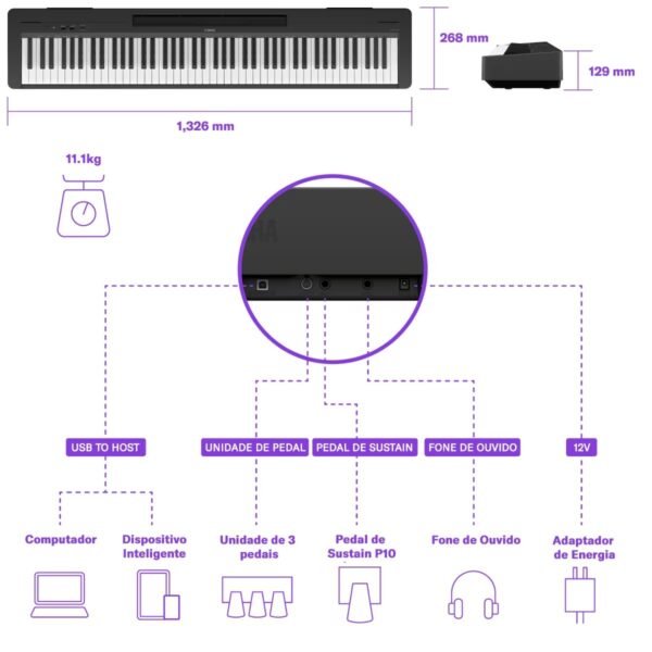 Piano Digital Yamaha P145BT (Bluetooth) - Imagem 14